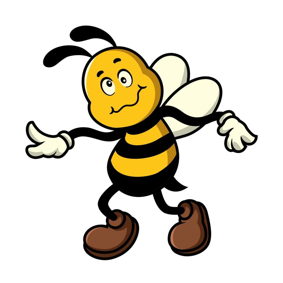 CRAZY bee dance mascot cartoon vector