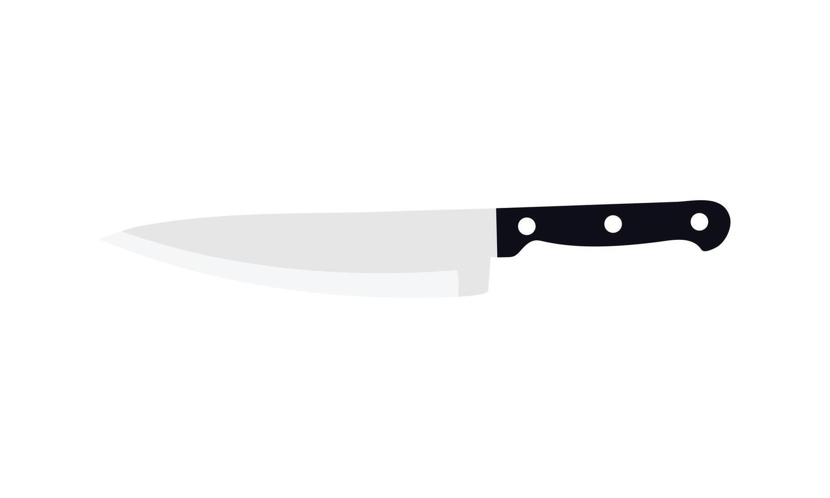 A sharp chef knife on white background, sharp kitchen cutting knife, professional knife vector