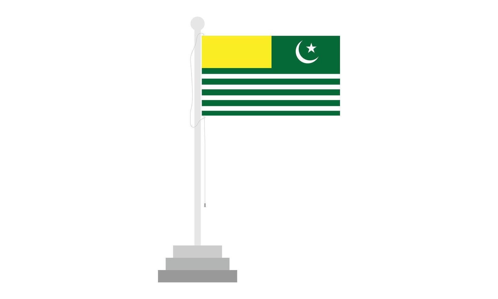 The official flag of Azad Kashmir, Azad Kashmir Flag, Kashmir Flag Hoisted on a Pole with Podium Platform Base vector