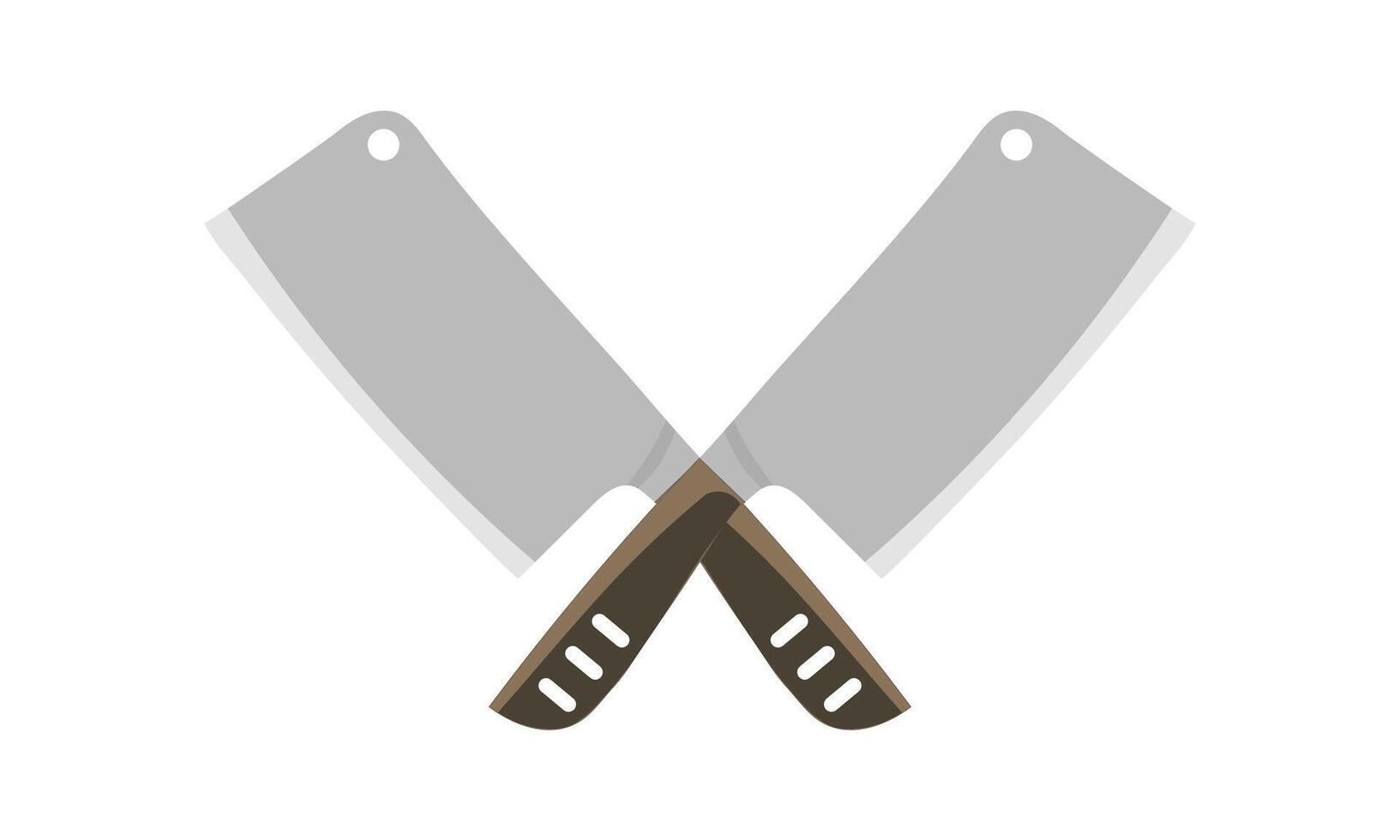 Crossed Butcher Cleaver Knives, Cleaver and Knife Logo, Cleaver Pair Illustration Set Isolated on White vector