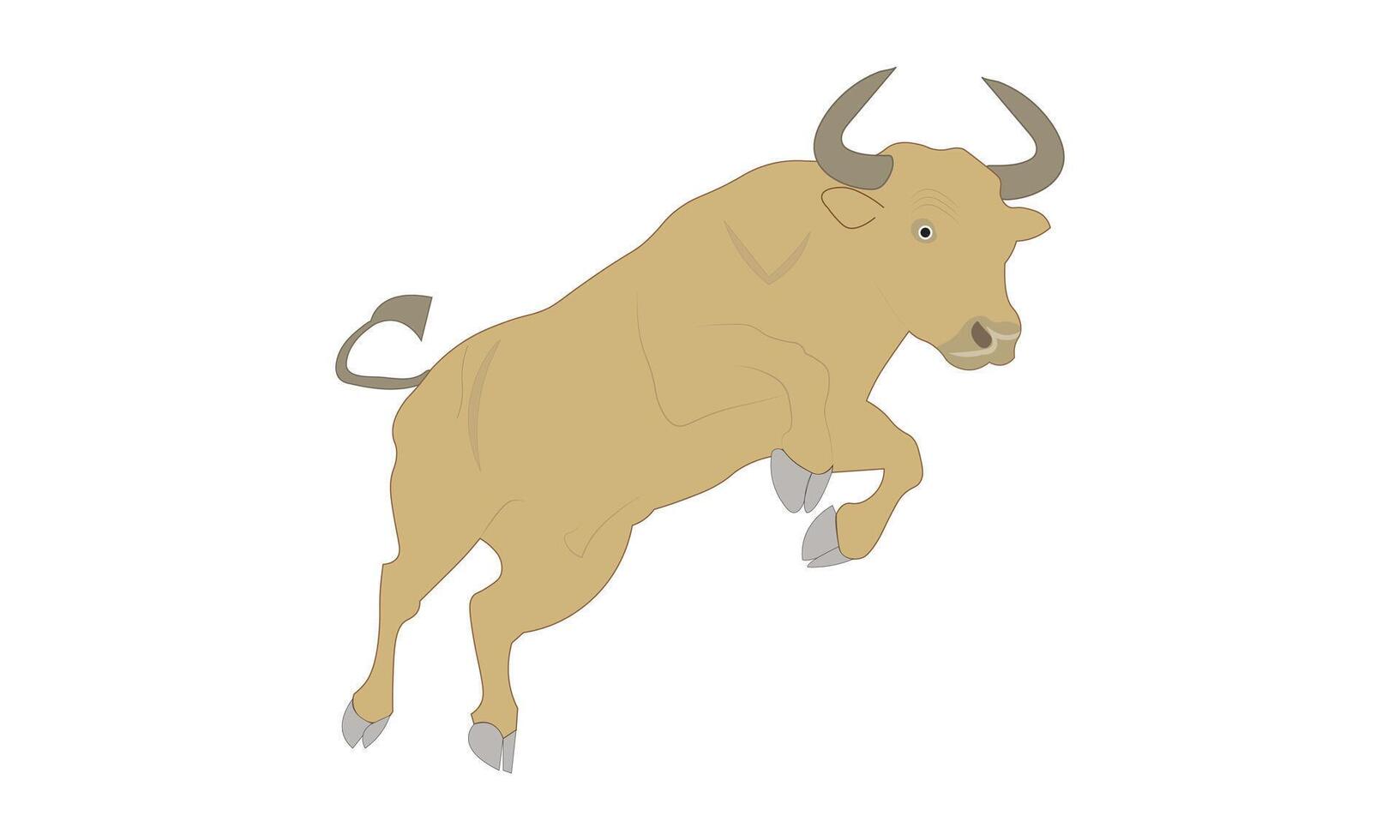 Raging Jumping Ox Illustration, Jumping Bull, Ox Charging, Bull Charging vector