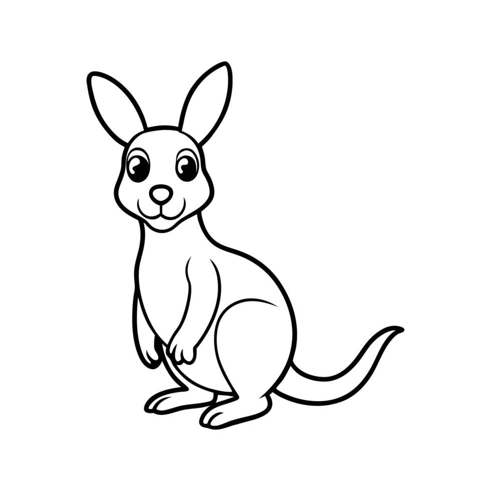 Cute friendly cartoon kangaroo in black and white isolated on white background vector