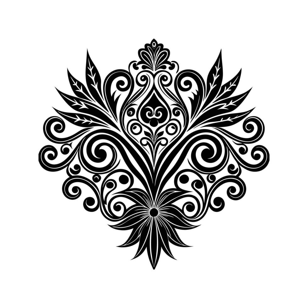 Elegant black and white ornamental design with floral and scrollwork details vector