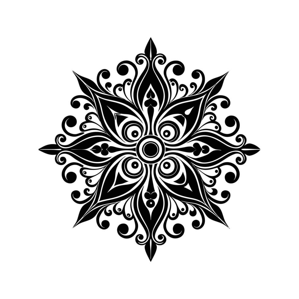 Elegant black and white floral ornament decorative design for various creative applications vector