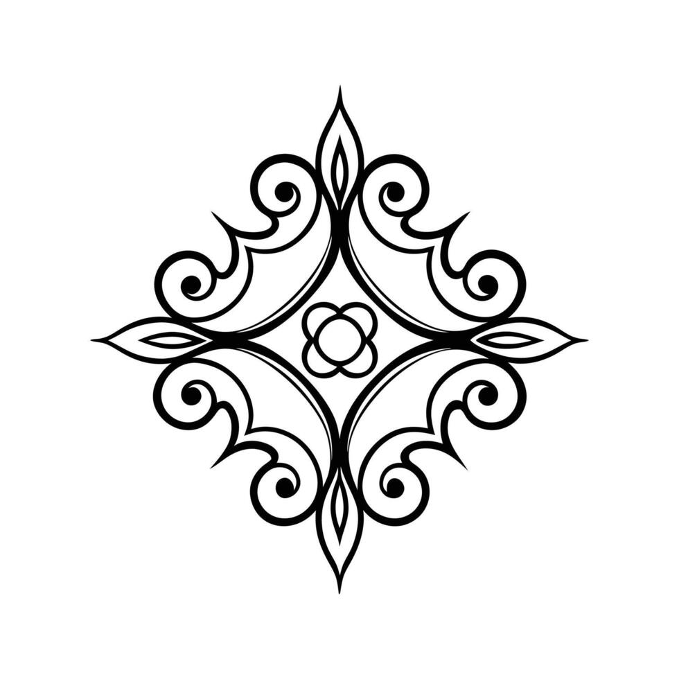 Elegant black and white decorative floral ornament design isolated on a white background vector