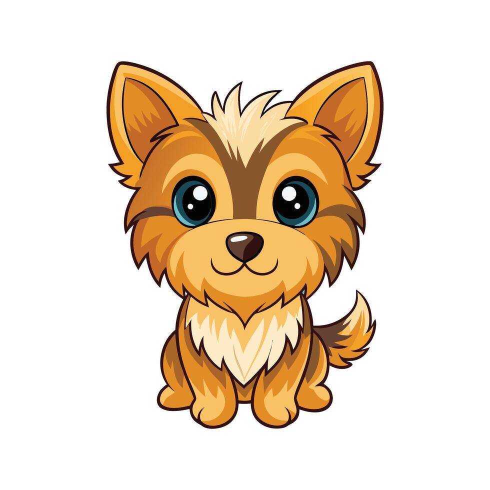 Cute cartoon illustration of a cheerful puppy dog with big blue eyes and friendly demeanor vector
