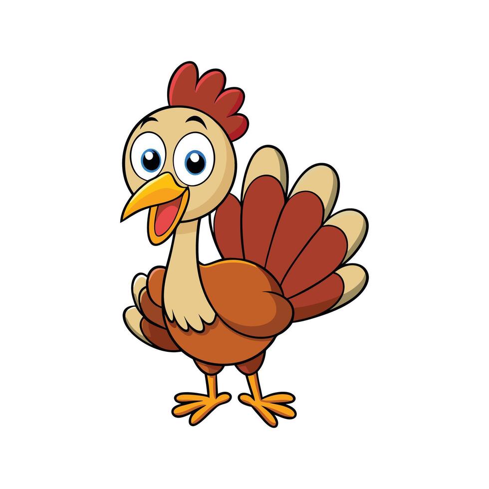 Cheerful cartoon turkey illustration with bright colors for thanksgiving and holiday decorations vector