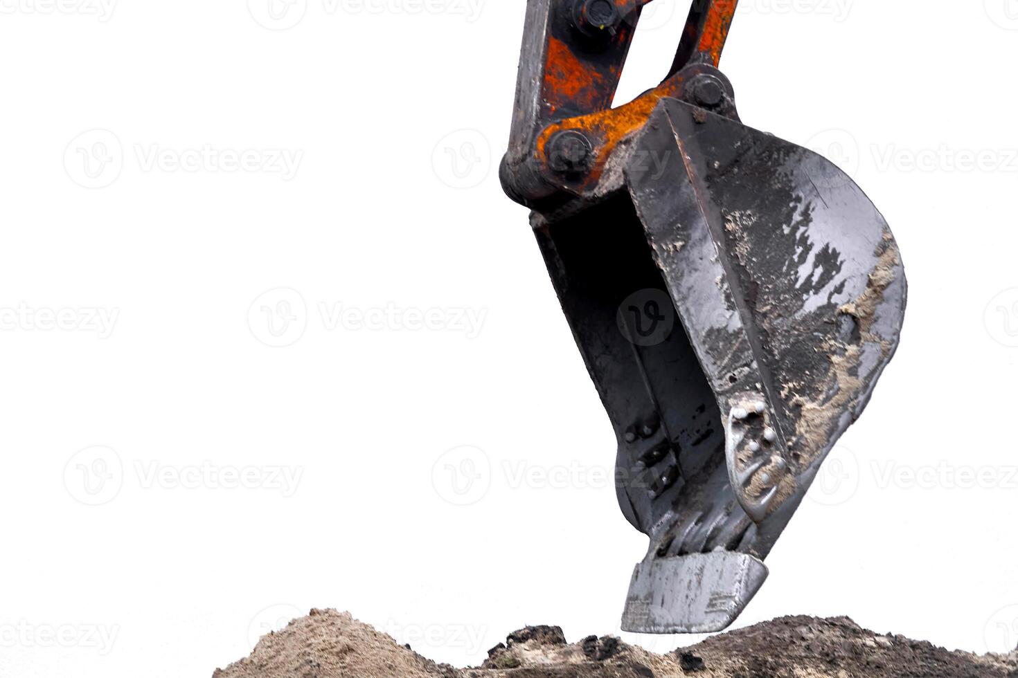 Bucket of excavator bulldozer. Loading bulk cargo,construction site photo