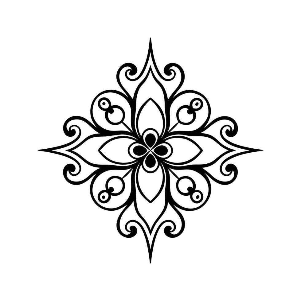 Elegant black and white ornamental floral design with detailed swirls and curlicues vector
