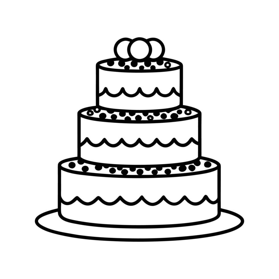 Simple and elegant three tiered cake illustration perfect for celebrations and events vector