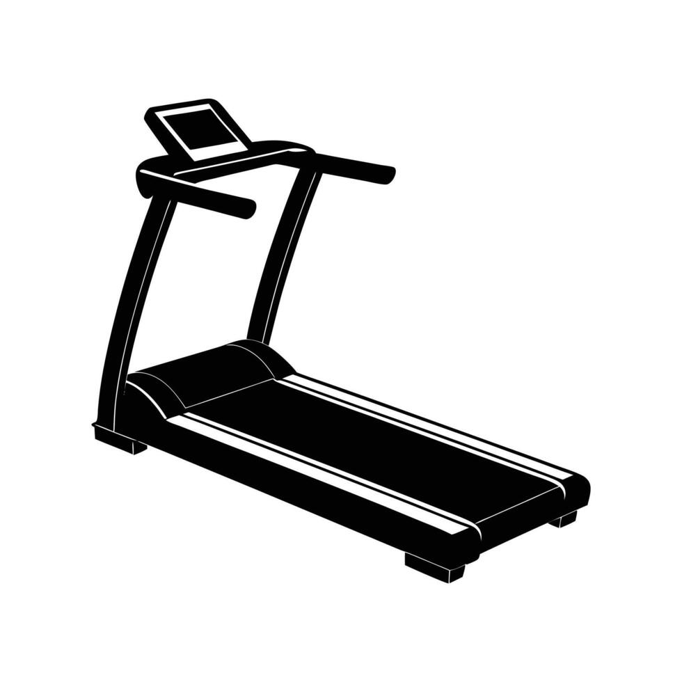 Simple black and white illustration of a treadmill for fitness exercise and workout training vector
