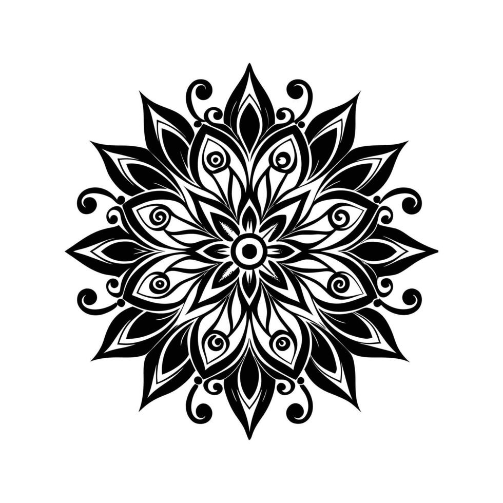 Exquisite black and white floral mandala design for meditation and artistic expression vector