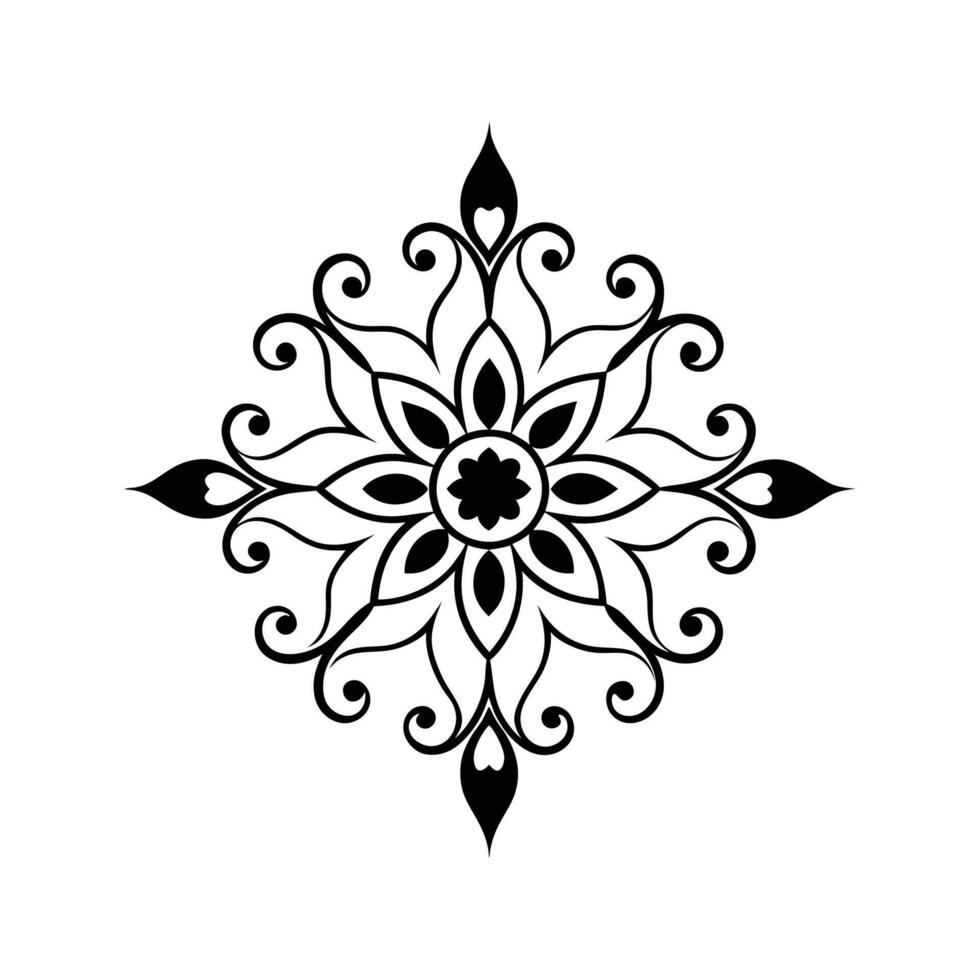 Elegant symmetrical floral design pattern in black and white suitable for decorative use vector
