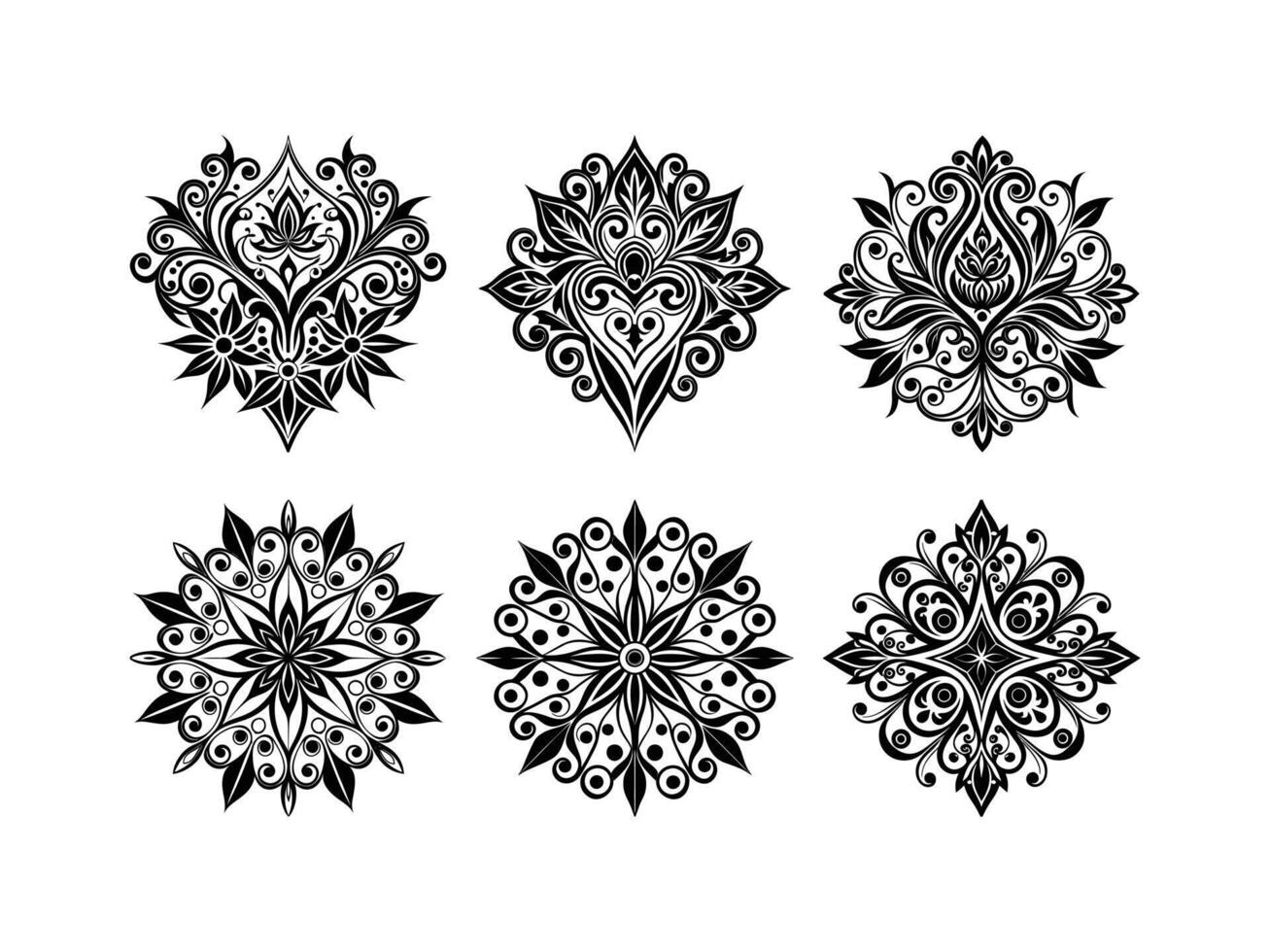 Elegant ornamental designs in black and white suitable for various creative projects vector