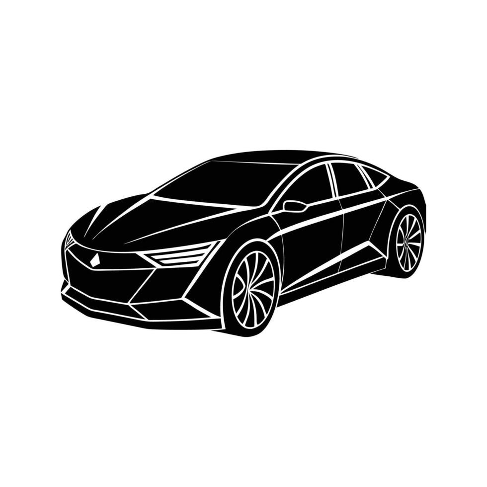 Modern black sedan car silhouette illustration design for automotive or transportation concepts vector