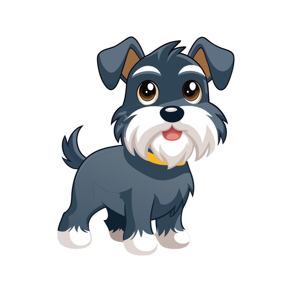 Adorable cartoon illustration of a friendly schnauzer dog isolated on a clean white background vector
