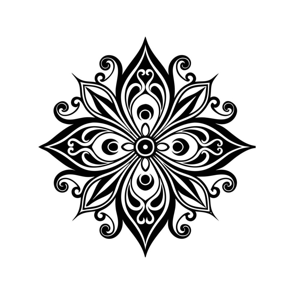 Intricate black and white floral mandala design decorative element for diverse applications vector
