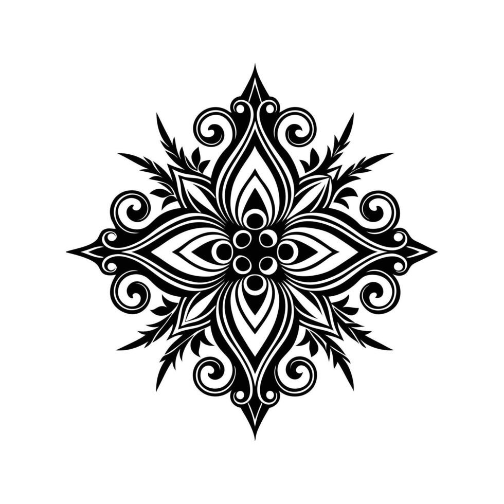 Elegant black and white floral ornament design isolated on a clean white background vector