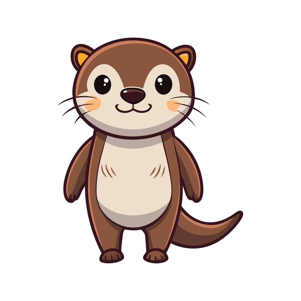 Adorable cartoon illustration of a happy standing otter for childrens design projects vector