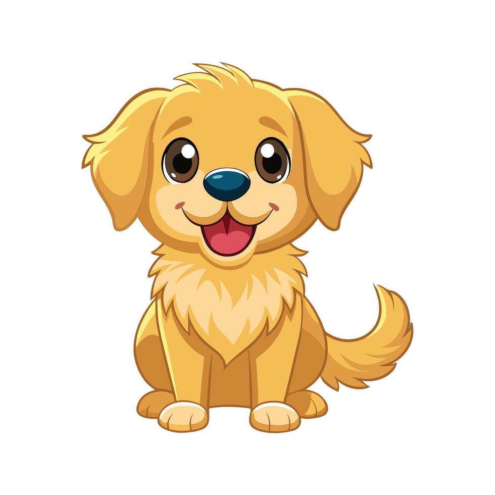 Adorable cartoon illustration of a happy golden retriever puppy with a cheerful expression vector
