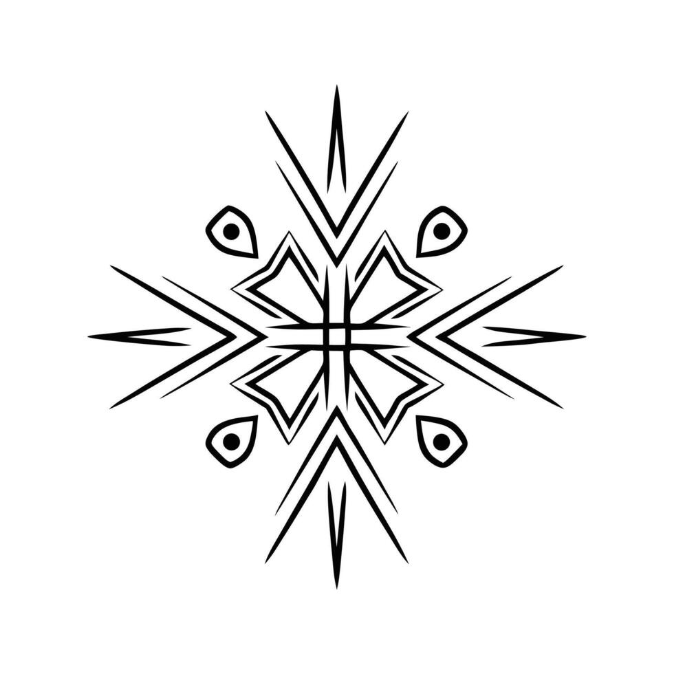 Abstract black and white geometric snowflake illustration design suitable for various creative projects vector