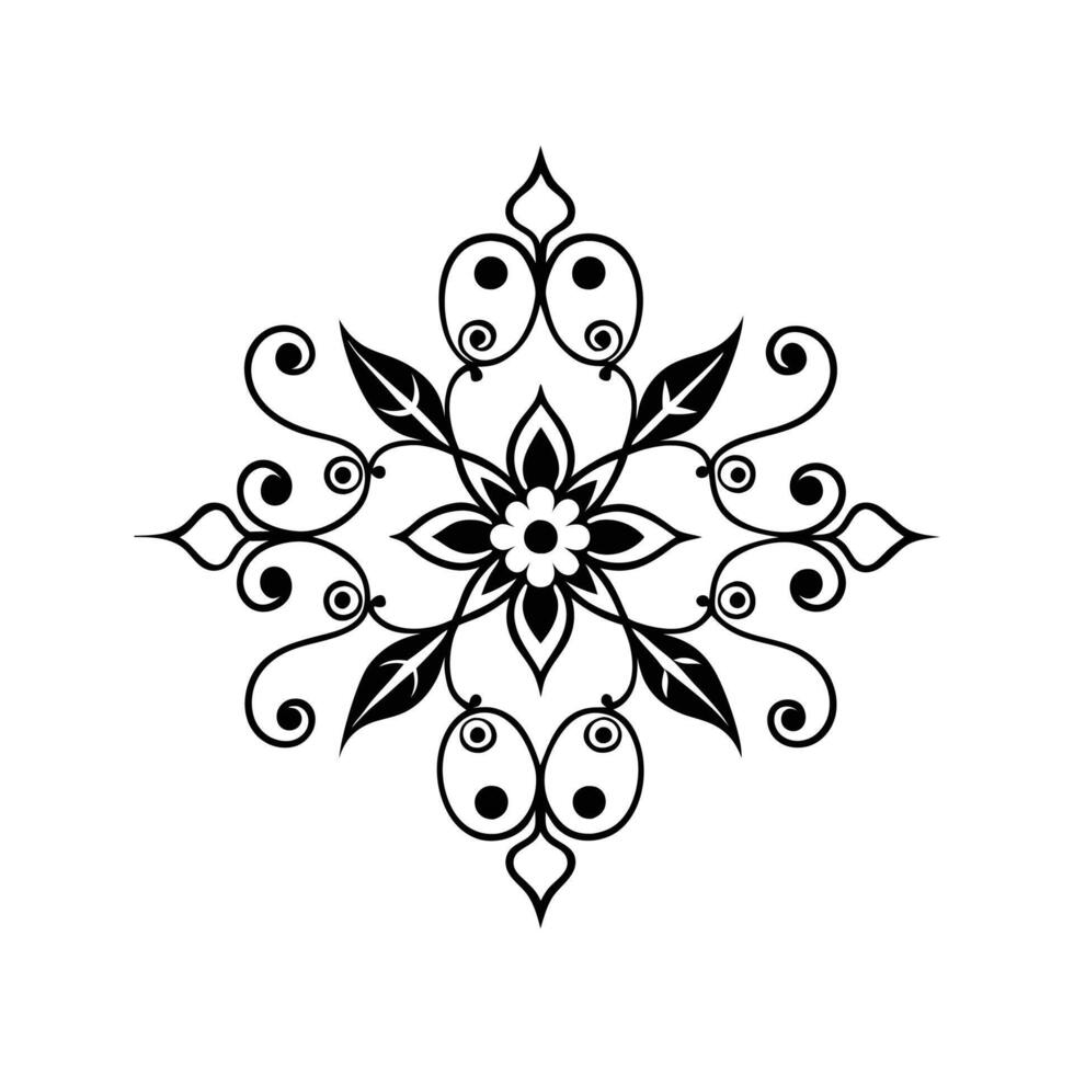 Elegant floral ornamental design in black and white with symmetric swirls and leaves vector