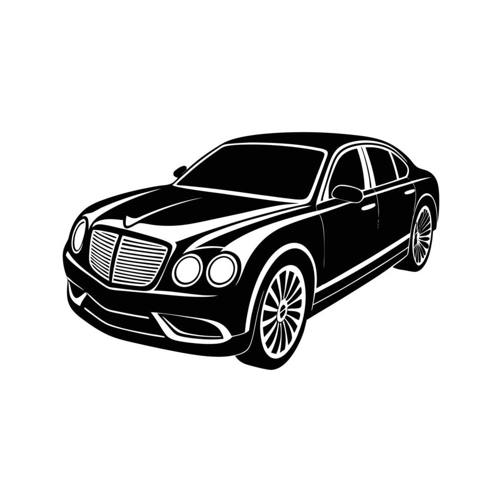 illustration of a luxurious black sedan automobile presented on a white background vector