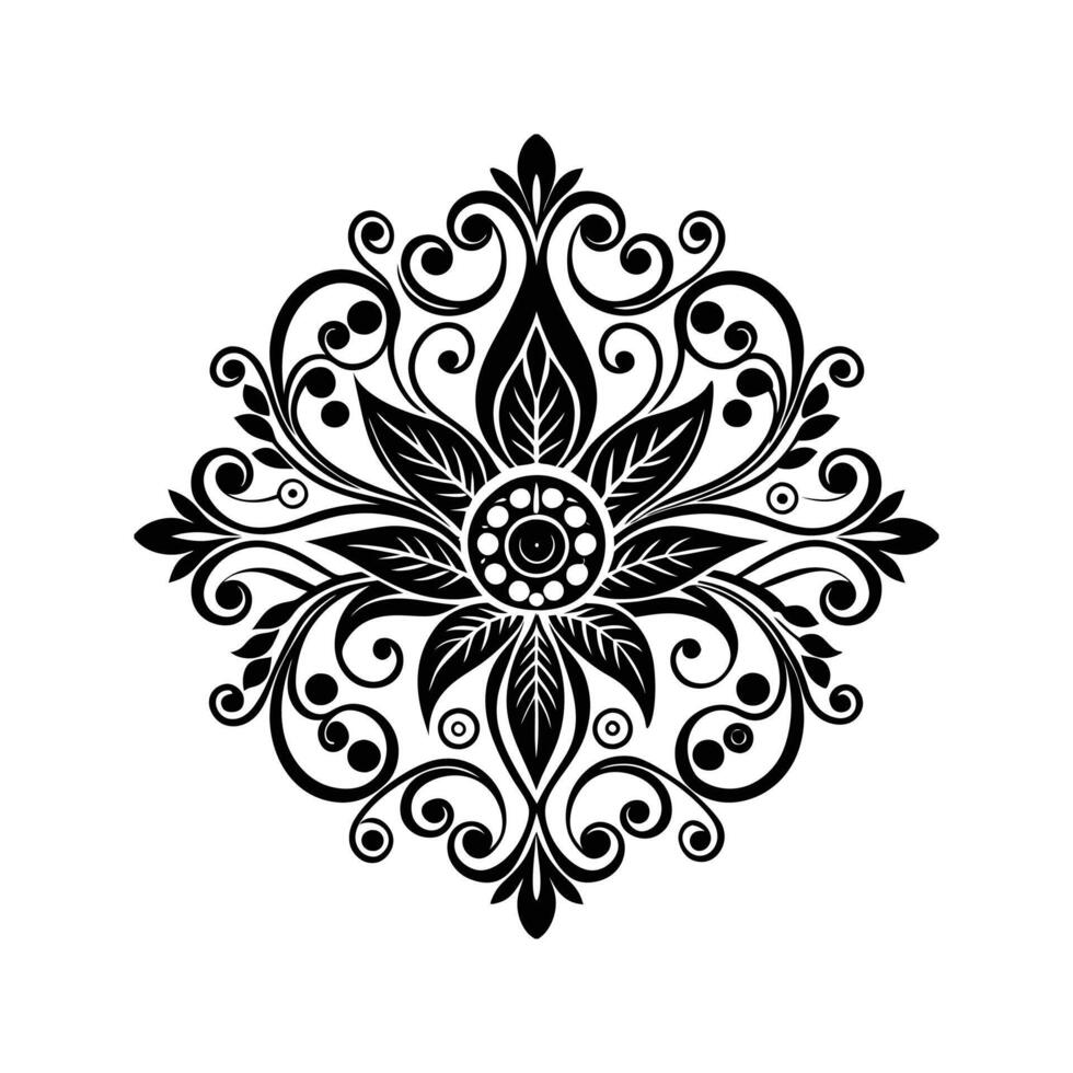 Elegant black and white floral ornament design suitable for decorative or creative projects vector