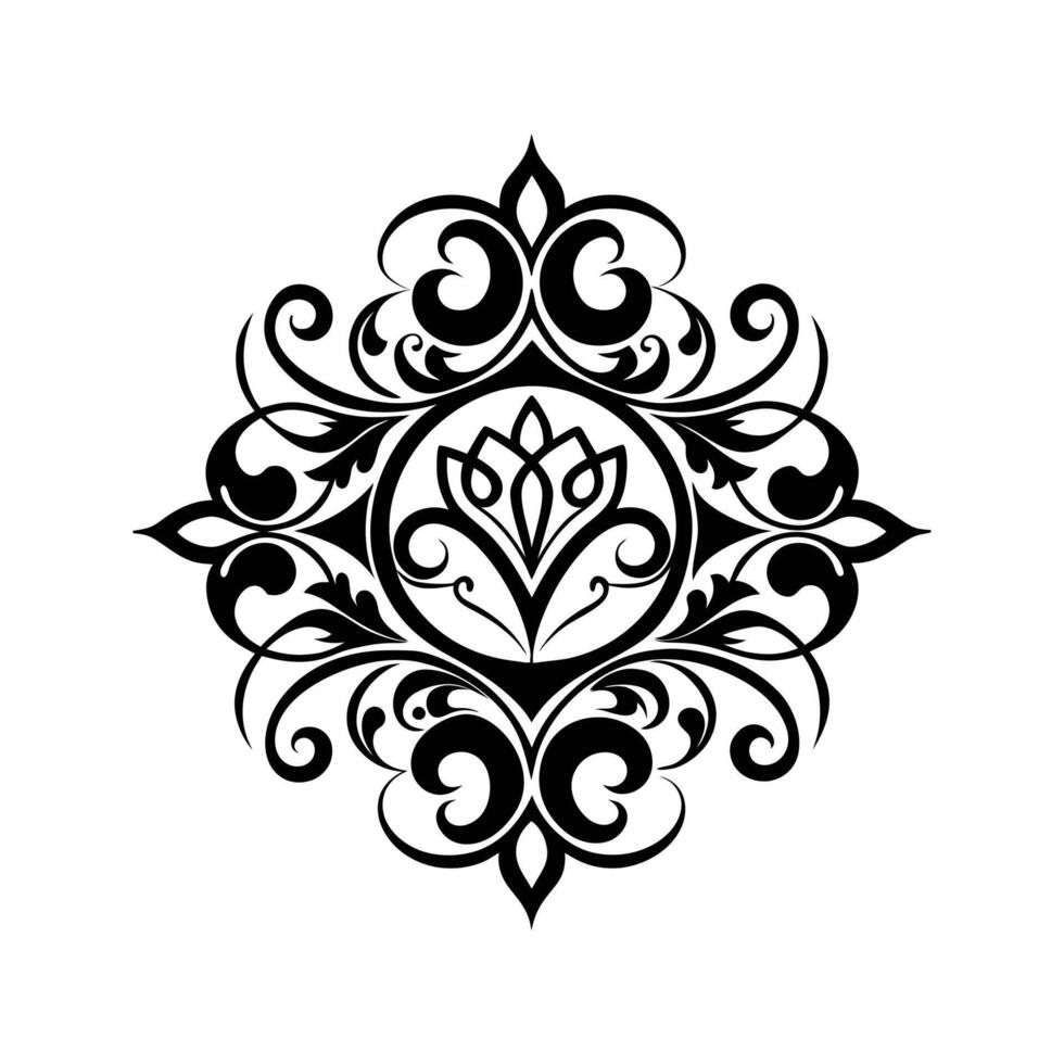 Elegant ornamental floral design in black and white for decorative elements vector