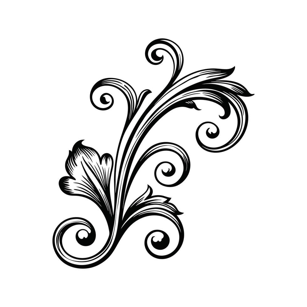 Elegant black and white flourish decorative design suitable for vintage ornaments and frames vector