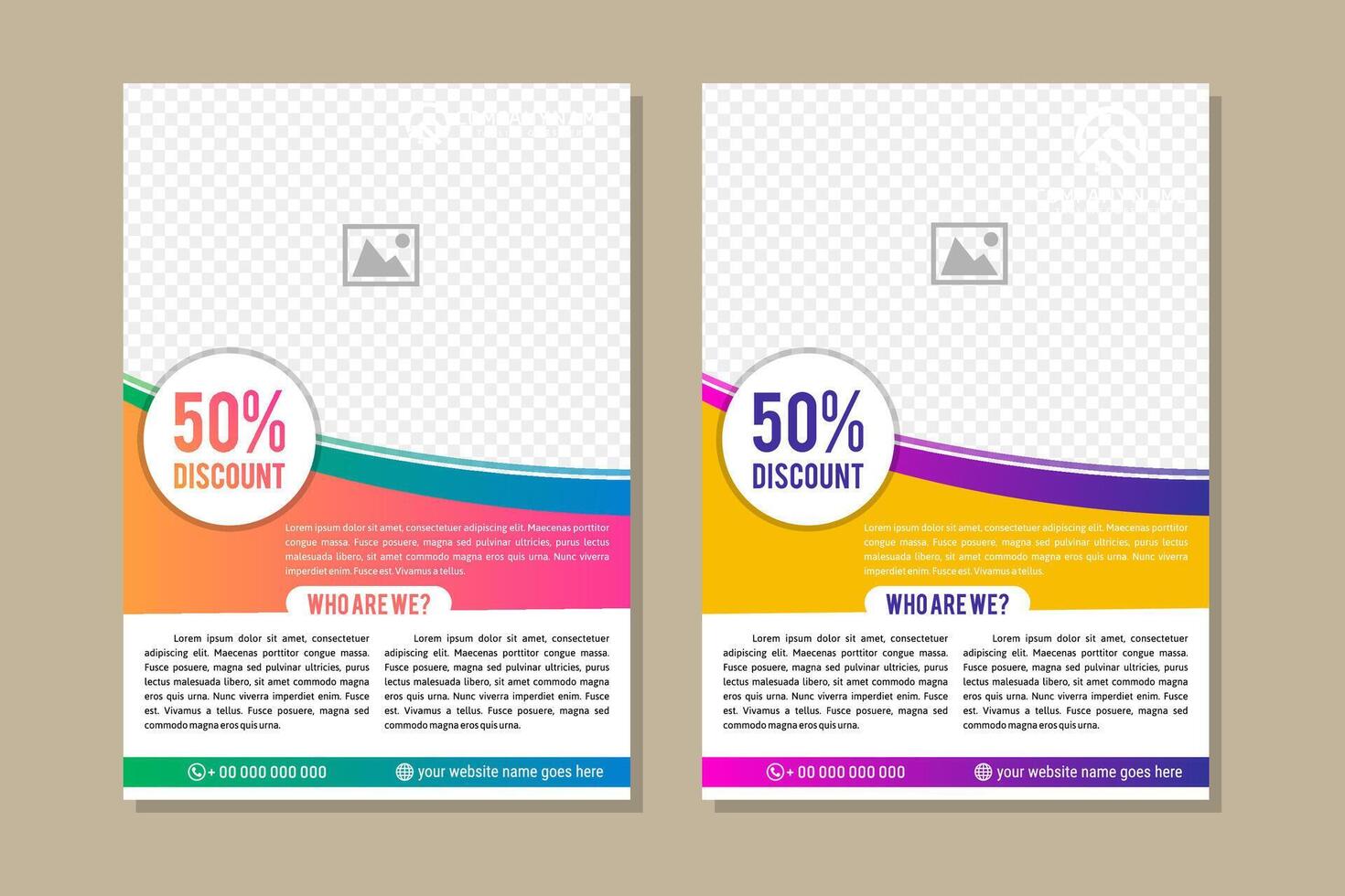 collection gradient color wave corporate brochure design with photo space on top. vector