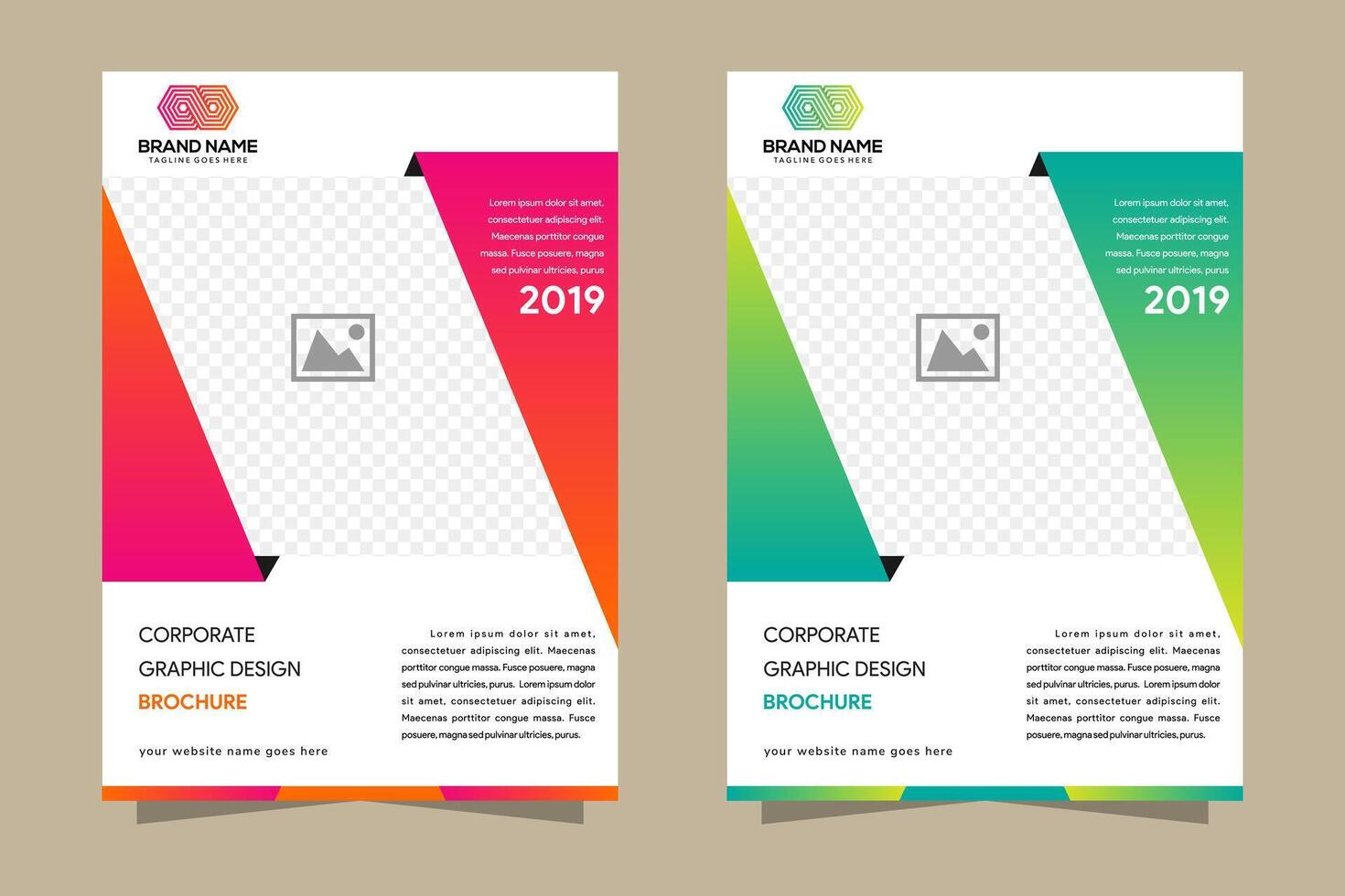 Green Brochure cover Flyer Poster design Layout template. Abstract gradient rounded shape graphic element with space for photo background. vector