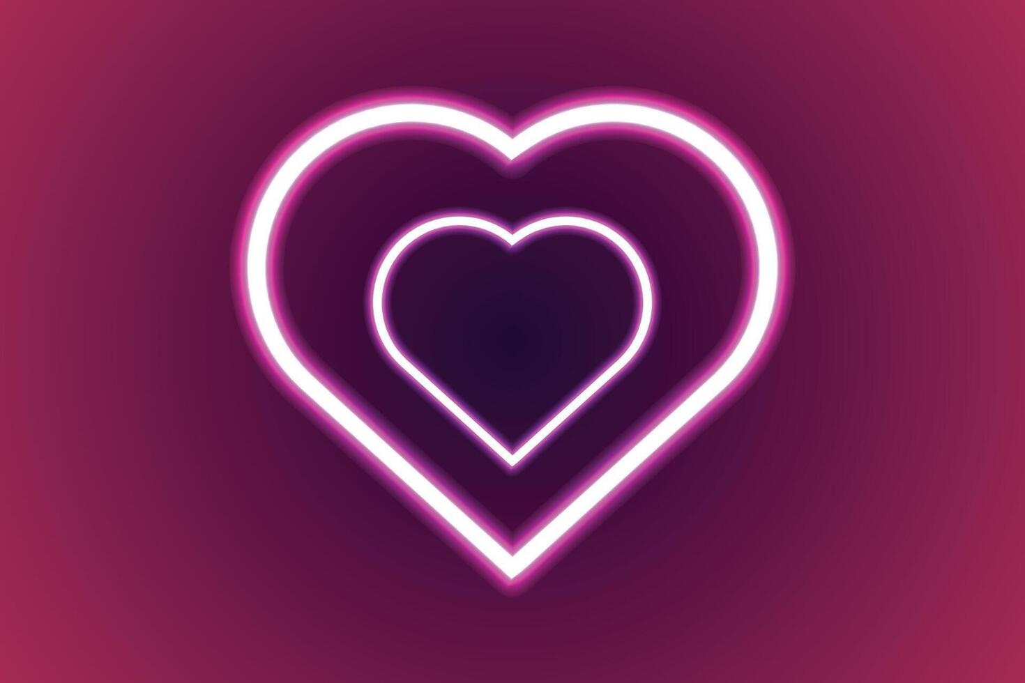 neon light effect love shape glowing gradient background design vector