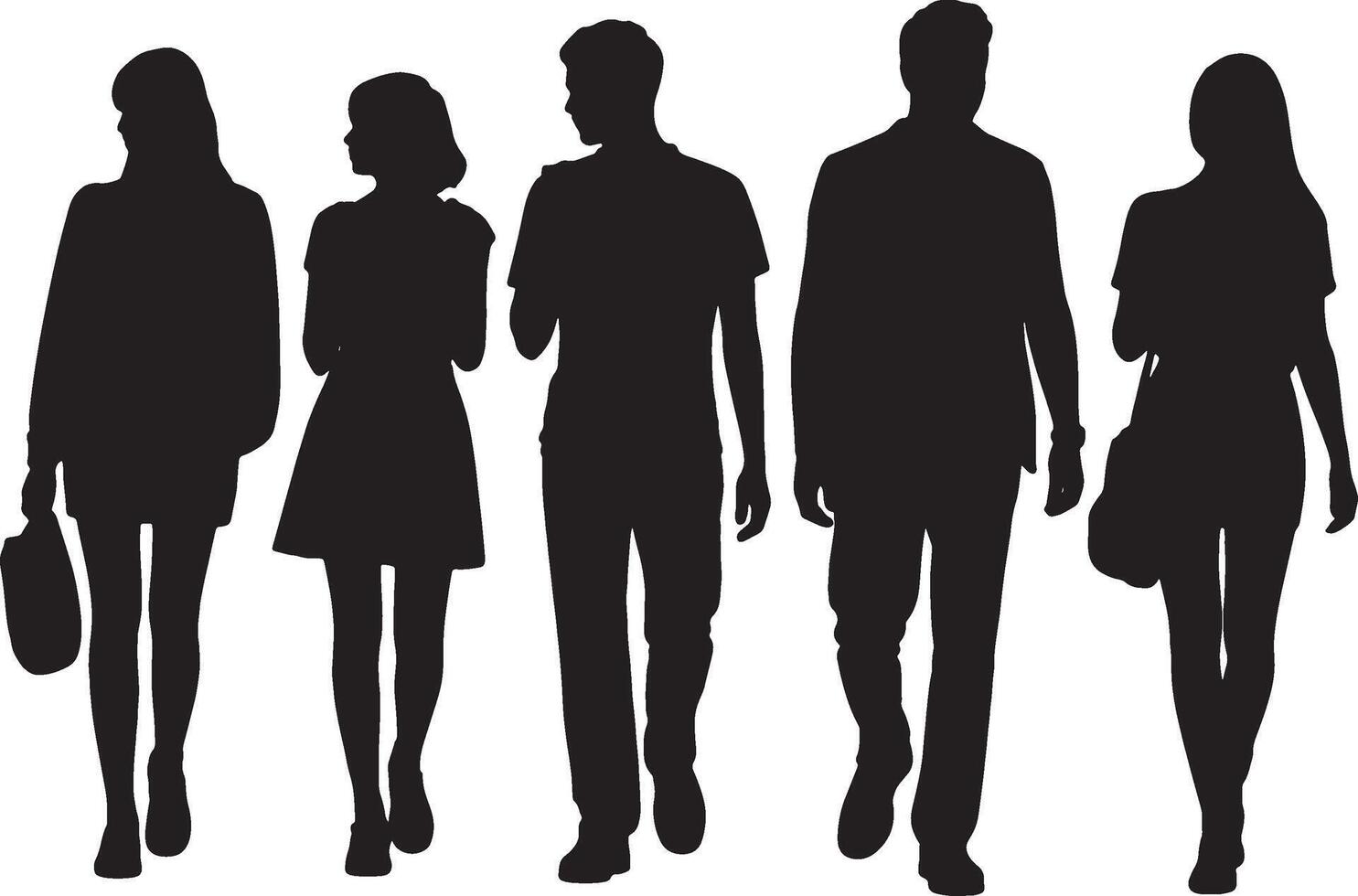 silhouettes of people walking in a group vector