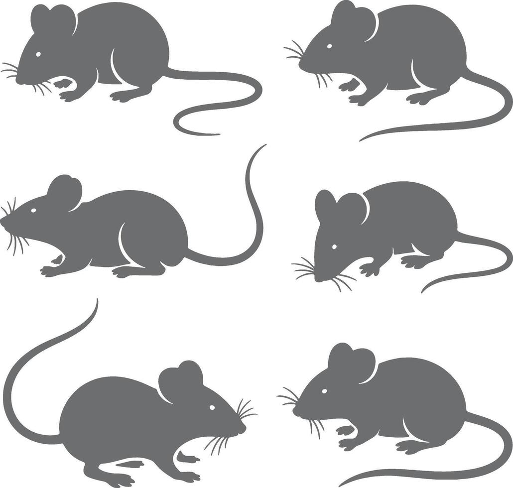 mouse silhouette set illustration vector