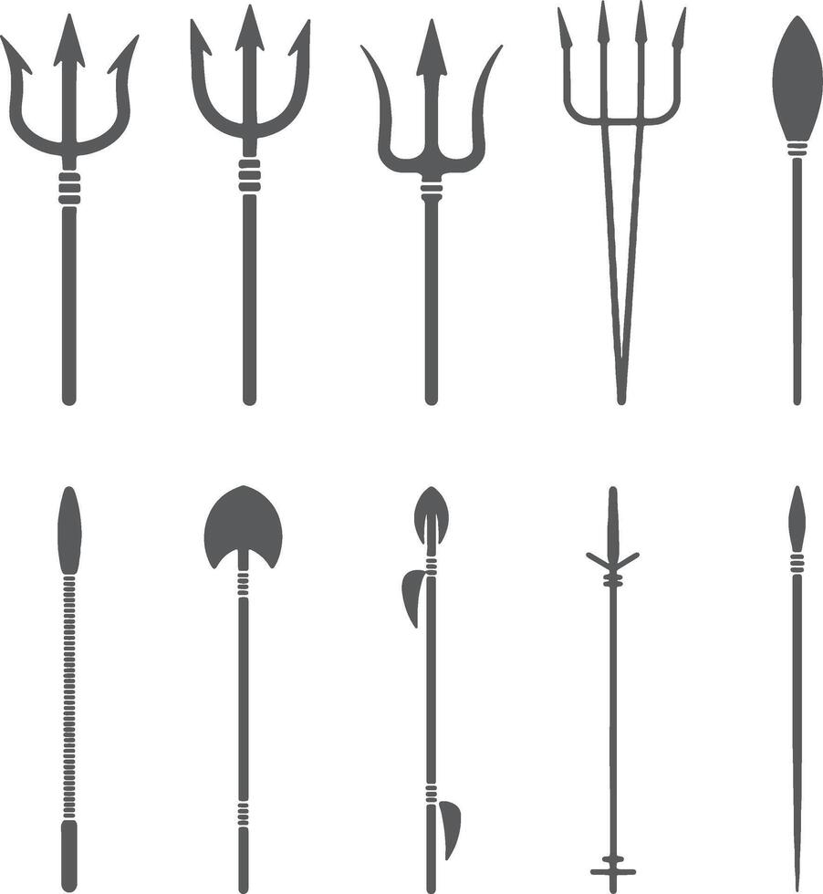 a set of different types of spear and spearheads vector