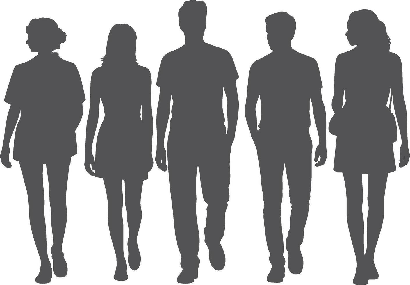 a silhouettes of people walking in a group vector