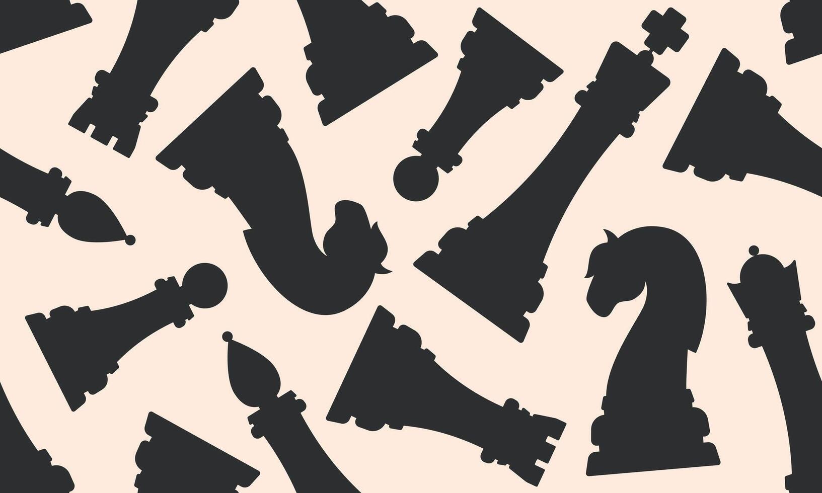 Seamless pattern Chess pieces silhouette background King, Queen, rook, knight, Bishop, pawn. Flat illustration vector
