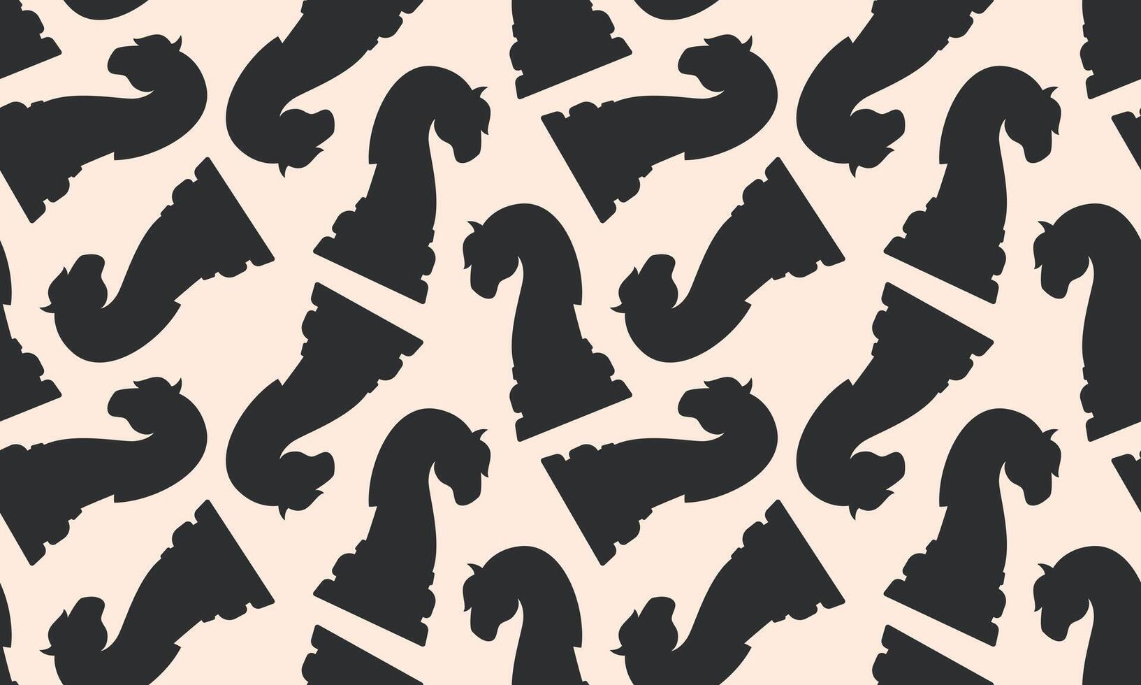 Seamless pattern Black knight silhouette. Chess piece background. Flat illustration vector