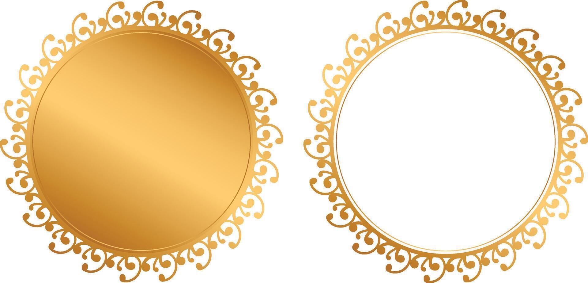 Luxury golden circle frame with vintage mandala gold circular pattern or background art vector