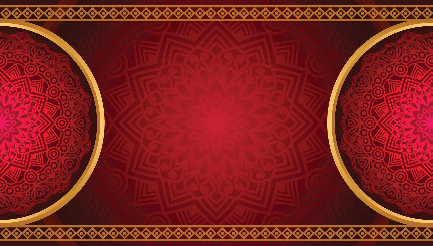 Ornamental Luxury Golden Pattern red Islamic Wedding Frame Mandala Invitation vector