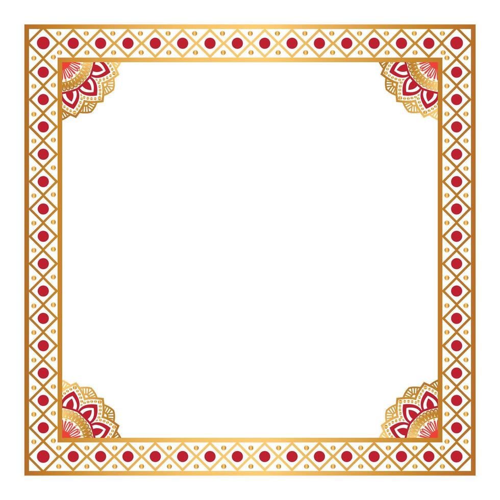 Luxury rectangle corner certificate page border pattern line photo thai frame islamic wedding invitation background vector