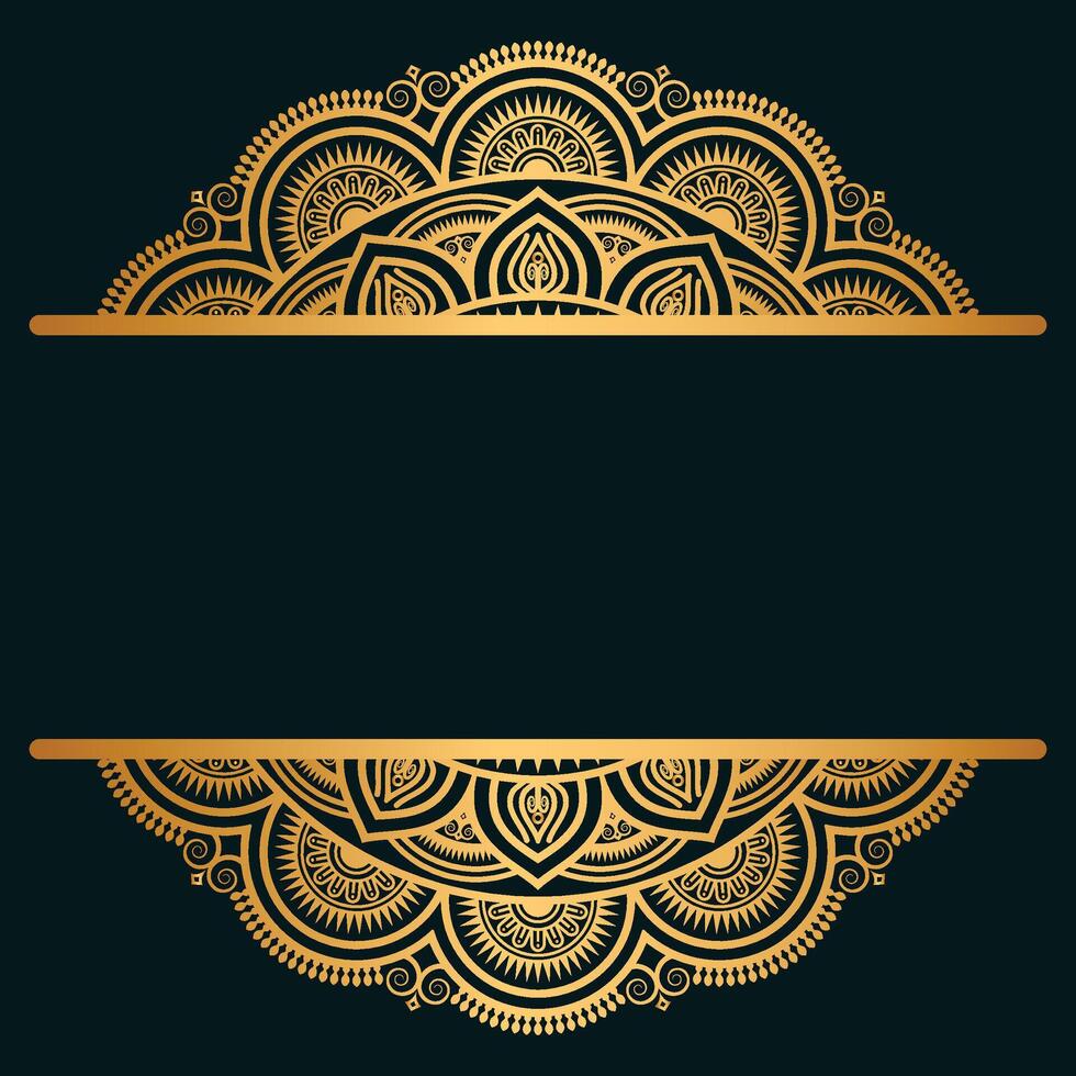 Vintage Luxury Gold Mandala Arabesque Islamic Pattern For Wedding Invitation Card In Golden Mehndi Henna Background vector