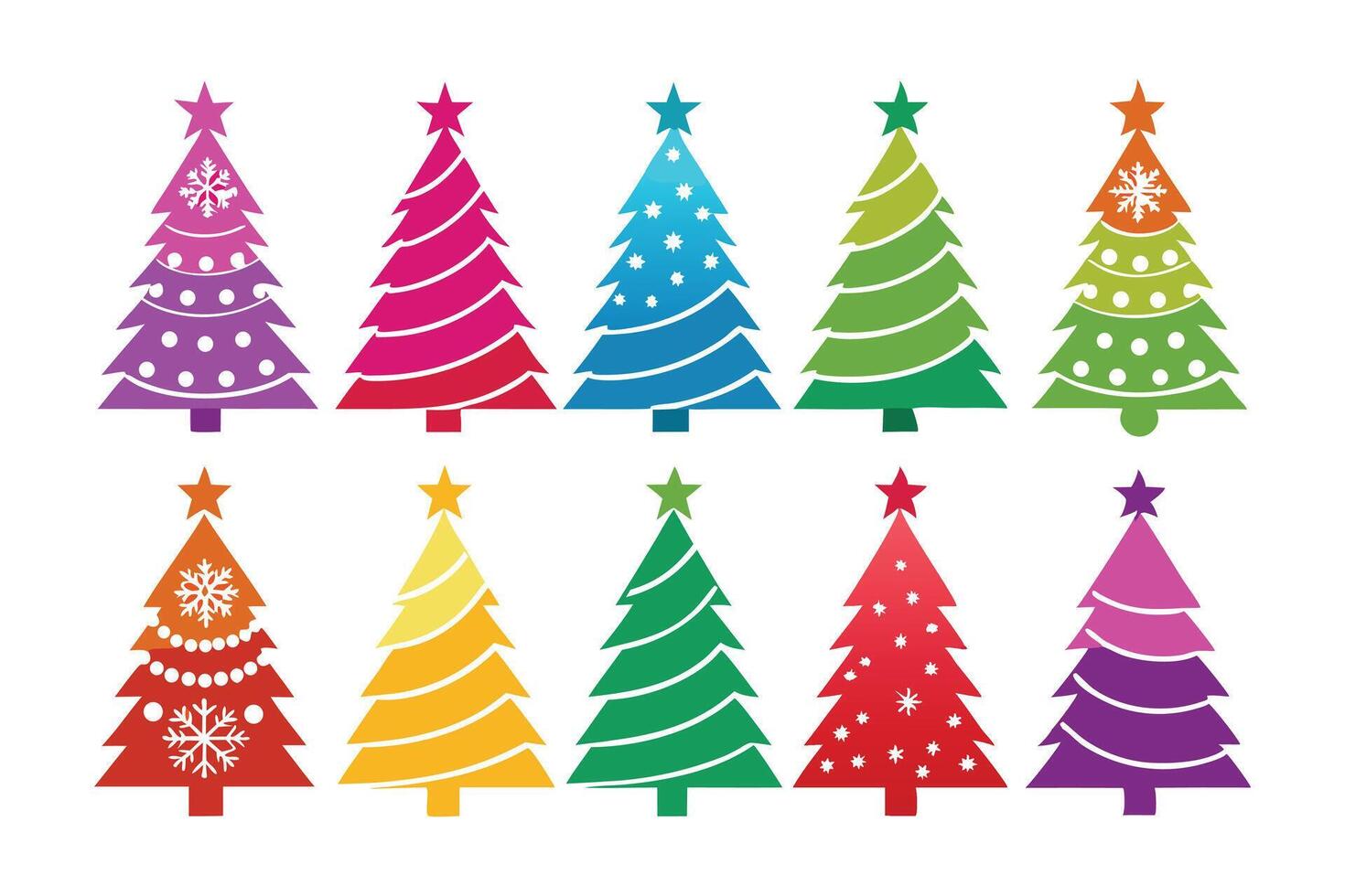 Winter decoration trees image set, Happy holiday Christmas trees , vector