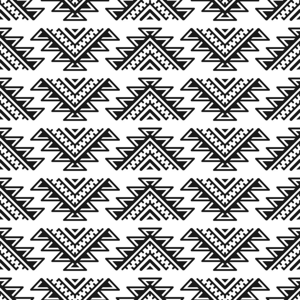 Ethnic seamless pattern. Aztec geometric background, monochrome. Tribal print. Navajo fabric. Modern abstract wallpaper. For paper, textile design. vector