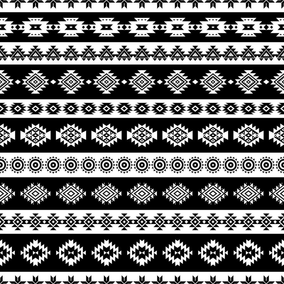 Tribal striped seamless pattern. Aztec geometric black white background. Can be used in textile design, web design for making wrapping, backpack, etc. vector