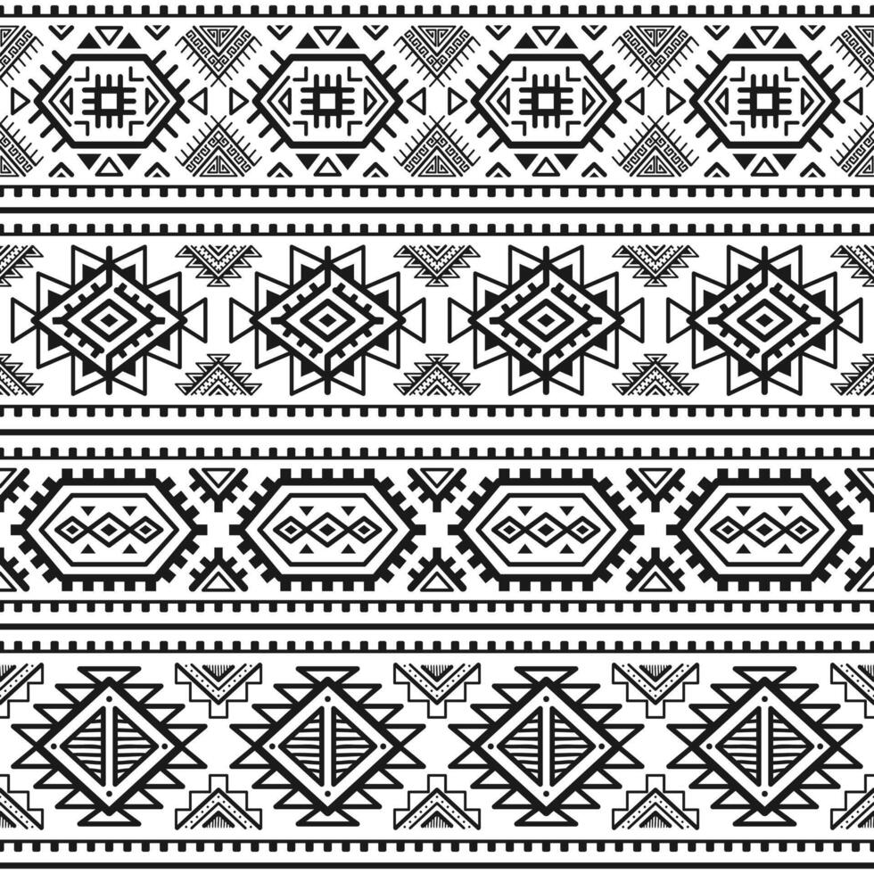 Tribal striped seamless pattern. Aztec geometric black white background. Can be used in textile design, web design for making wrapping, envelope, etc. vector