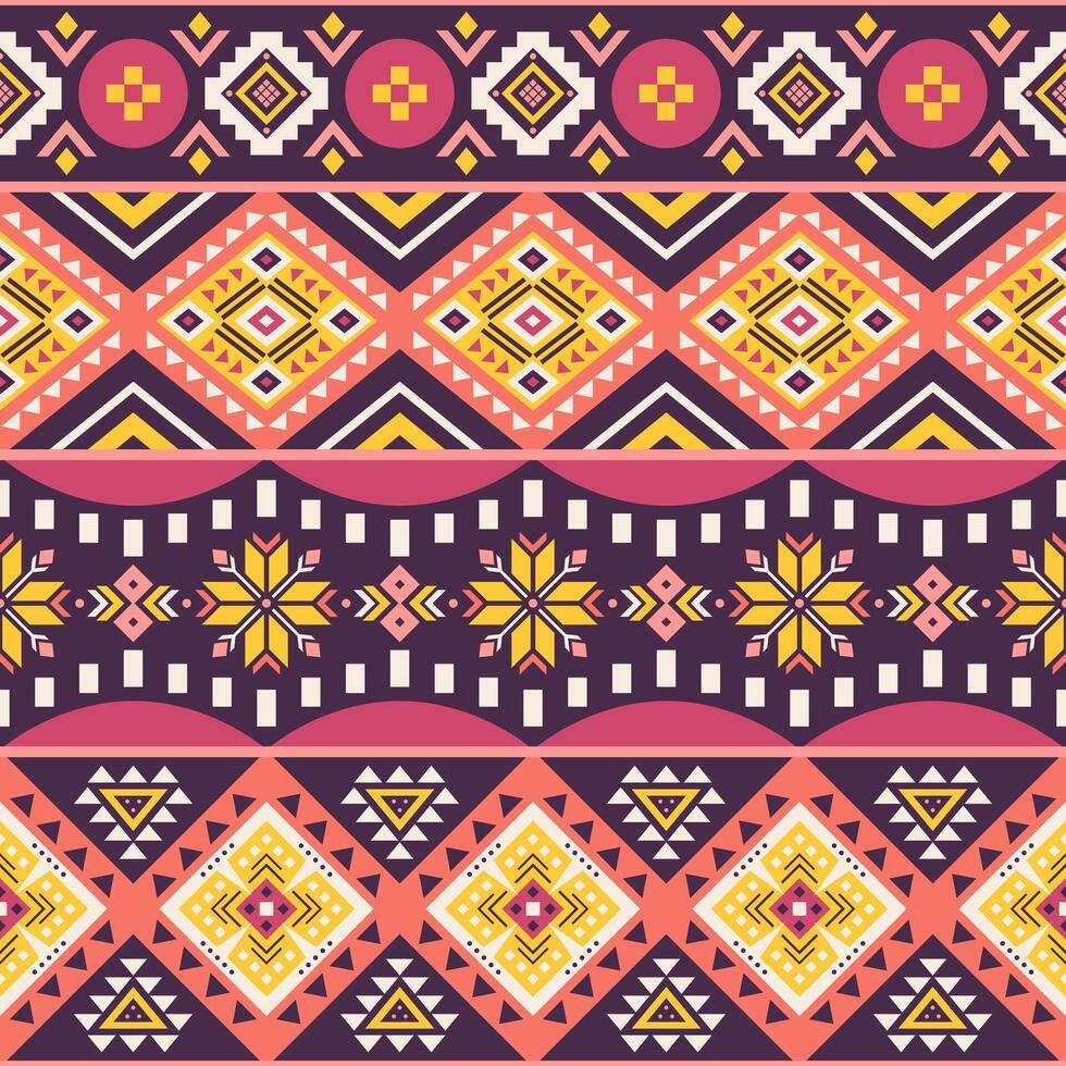 Tribal striped colorful seamless pattern, aztec geometric background. Can be used in textile design, web design for making of clothes, accessories, decorative paper, wrapping, envelope, backpacks vector