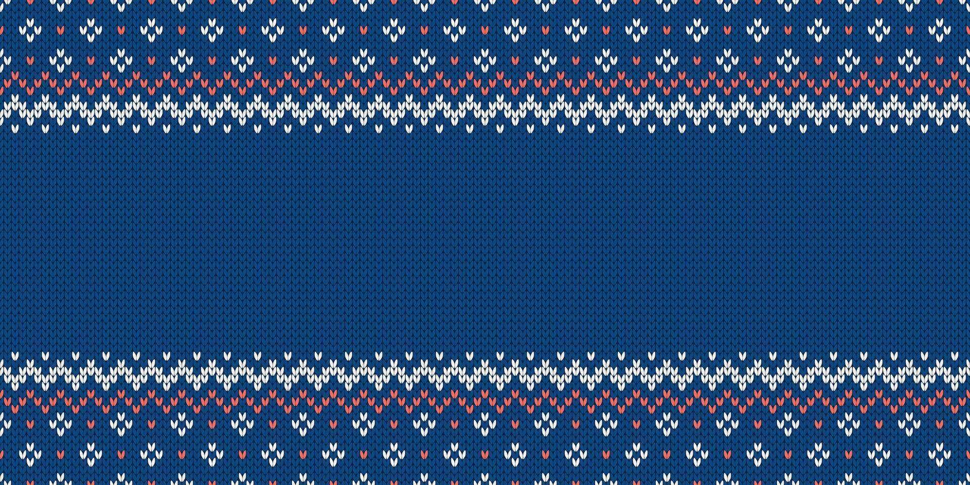 Knitwear texture. Template with empty place for text. Traditional seasonal wide background for holiday design. Winter knitted wool seamless sweater patterns. Christmas illustration. vector