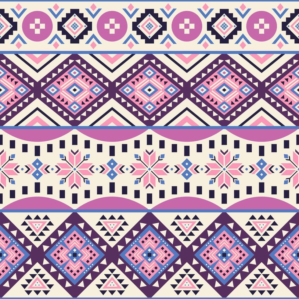 Tribal striped seamless pattern. Aztec geometric color background. Can be used in textile design, web design for making of clothes, accessories, decorative paper, wrapping, backpacks, etc. vector